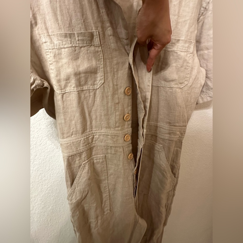 MATE The Label 100% Linen Jumpsuit Size Small Cream - Picture 5 of 8